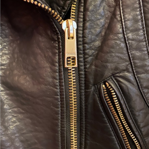 Guess Leather Jacket with Pink Fur Collar - Picture 4 of 10